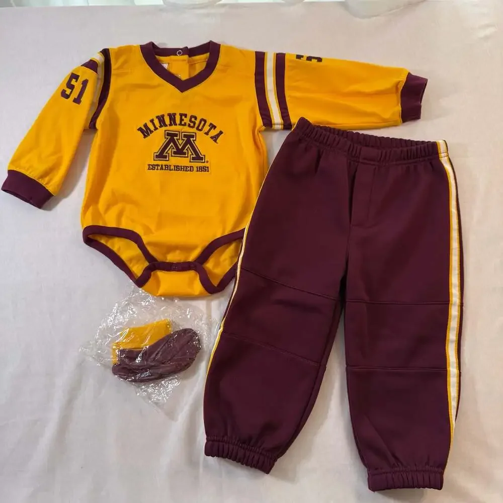 Minnesota Golden Gophers Baby Bodysuit Pants and Booties Outfit Set 18M